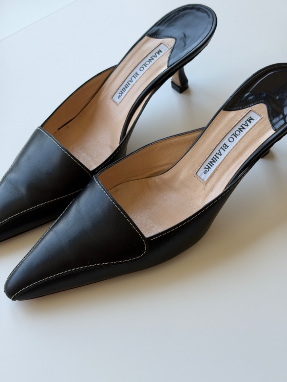 Manolo Blahnik Vintage black leather mules, IT 38.5 - Picture 5 of 12